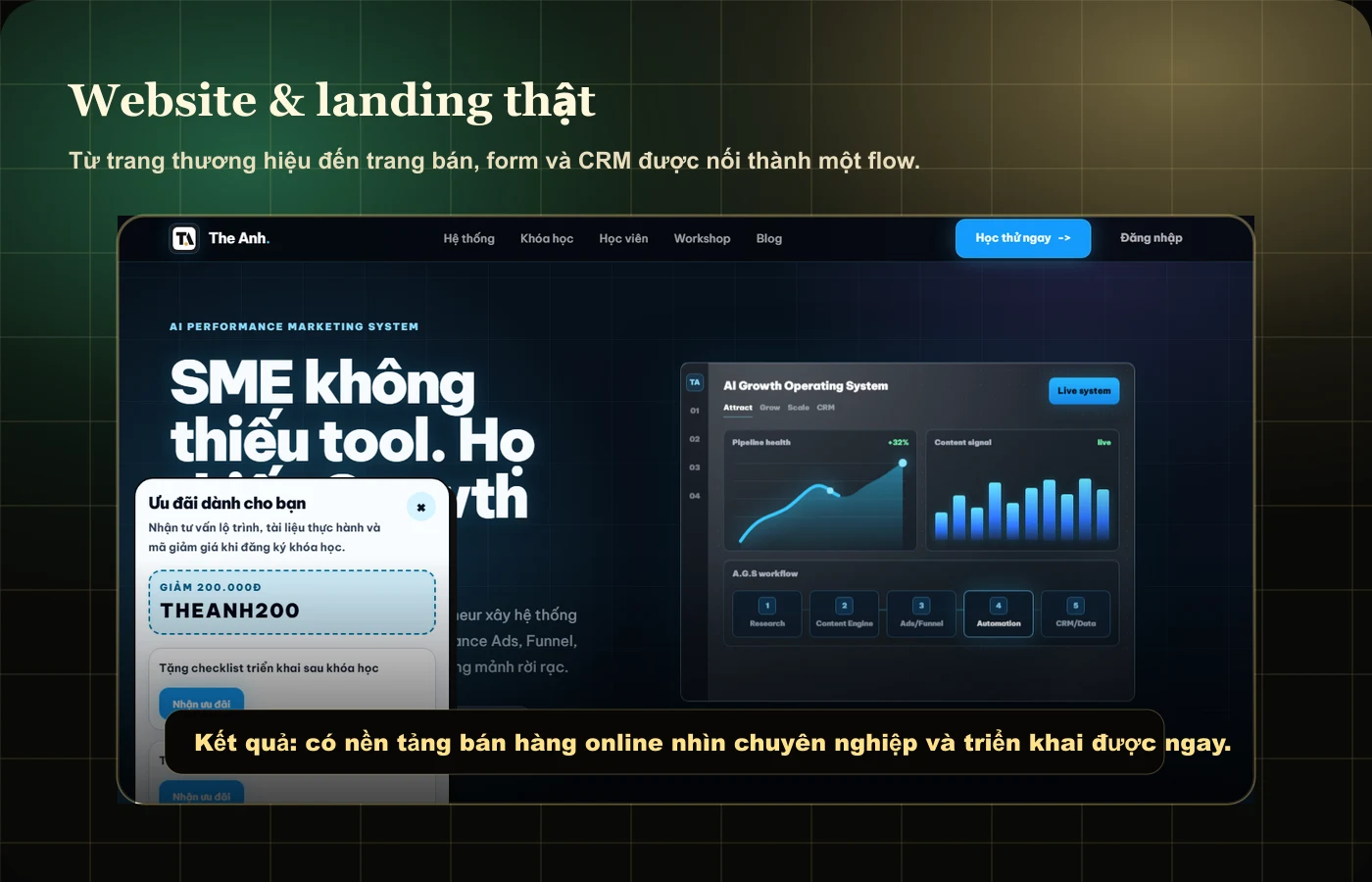 Landing page, thanh toán và CRM mini mẫu